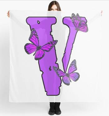 Cachecol Vlone Purple Butterfly Femininoes Branco Roxo | PT_YN5235