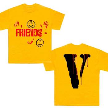 Camiseta Vlone Kika Drip Blood V Staple Friends Venda Imperdível Amarelas | PT_YH5147