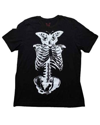 Camiseta Vlone Playboi Carti Butterfly Skeleton Homens Pretas | PT_GH3620