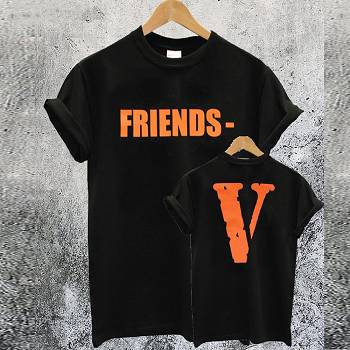VLONE FRIENDS Vlone Friends Print T-Shirt Mais Pretas | PT_N2138